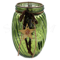 Lampion szklany `Green Christmas`